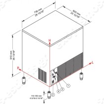 Παγομηχανή 85Kg CB840 Brema για συμπαγές παγάκι | Διαστάσεις