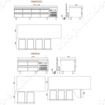 Ψυγείο πάγκος συντήρησης χαμηλό 224 × 70εκ GN 1/1 ΙΝΟΜΑΚ | Διαστάσεις