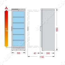 Ψυγείο συντήρησης κρασιών για 106 φιάλες VKG 581 TECFRIGO | Διαστασιολόγιο