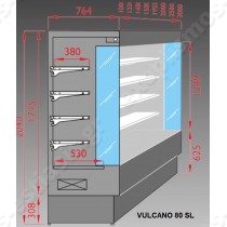 Ψυγείο service 308εκ VULCANO 80 SL 300 DGD | Διαστάσεις