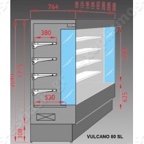 Ψυγείο service 208εκ VULCANO 80 SL 200 DGD | Διαστάσεις self service