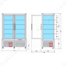 Κατάψυξη με 8 ράφια PRISMA 800 TBS PF TECFRIGO | Διαστασιολόγιο