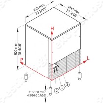 Παγομηχανή 150Kg GB1540 Brema Παγοτρίμματος  | Διαστάσεις