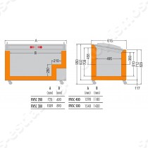 Καταψύκτης με κουρμπαριστό κρύσταλλο 130εκ COLD MASTER | Διαστασιολόγιο