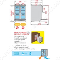 Ψυγείο βιτρίνα κρασιών διπλής θερμοκρασίας WINE 38 TECFRIGO | Διαστάσεις