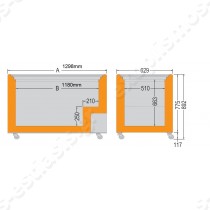 Καταψύκτης με συρόμενα 130εκ COLD MASTER | Διαστασιολόγιο