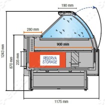 Επαγγελματικό ψυγείο βιτρίνα 200εκ με βάθος 117.5εκ MR9.5 VCC DGD | Διαστάσεις