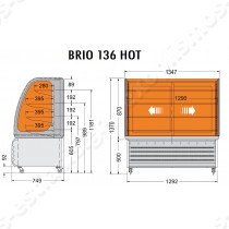 Βιτρίνα θερμαινόμενη BRIO 137 HOT TECFRIGO | Διαστασιολόγιο