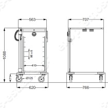 Θερμαινόμενο τρόλεϊ για 8 ταψιά 60x40εκ | Διαστάσεις