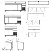Ψυγείο πάγκος προετοιμασίας 134.5x70εκ για 7 GN 1/4 ΙΝΟΜΑΚ | Διαστάσεις