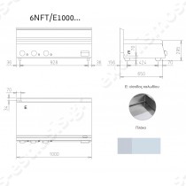 Πλατό ηλεκτρικό 100εκ. με πλάκα χρωμίου 1/3 ραβδωτή – 2/3 λεία BARON 6NFT/E1000LRC