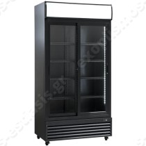 Ψυγείο βιτρίνα αναψυκτικών 113εκ SCANCOOL | Μαύρο με συρόμενες πόρτες