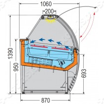 Ψυγείο βιτρίνα παγωτού για 12 θέσεις Aurora 6+6VC Tecfrigo | Διαστάσεις