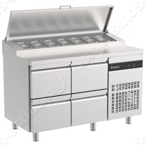 Ψυγείο πάγκος προετοιμασίας 134.5x70εκ για 7 GN 1/4 ΙΝΟΜΑΚ | Με συρτάρια