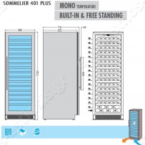 Ψυγείο βιτρίνα κρασιών Sommelier 401 TECFRIGO | Διαστάσεις