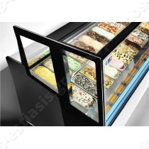 Ψυγείο βιτρίνα παγωτού 12 θέσεων KALEIDO 120 ISA | Μαύρο πλαίσιο κρυστάλλων στο μπροστινό πάνελ και στα πλαϊνά