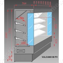 Ψυγείο self service μαναβικής 108εκ με βάθος 80εκ VULCANO 80 FV 100 DGD | Διαστάσεις