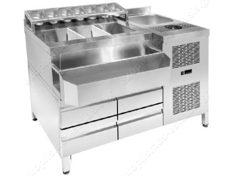 Bar Station με ψυγείο πάγκο 134εκ BS RE 134M NIKI INOX