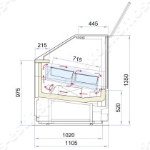 Ψυγείο βιτρίνα παγωτού 12 θέσεων 3DSHOW 120 ISA | Διαστάσεις