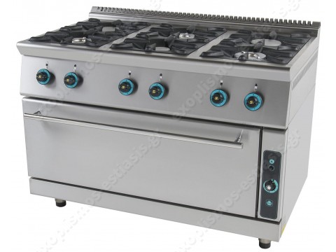 Επαγγελματική κουζίνα αερίου 6 εστιών με ενιαίο φούρνο FC6FLS7 SERGAS