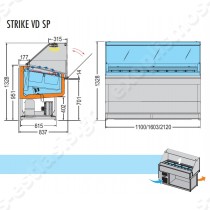Ψυγείο βιτρίνα παγωτού για 12 θέσεις STRIKE 6+6VD Tecfrigo | Διαστάσεις