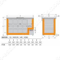 Καταψύκτης μπαούλο -60°C 166εκ VT500 COLDMASTER | Διαστασιολόγιο