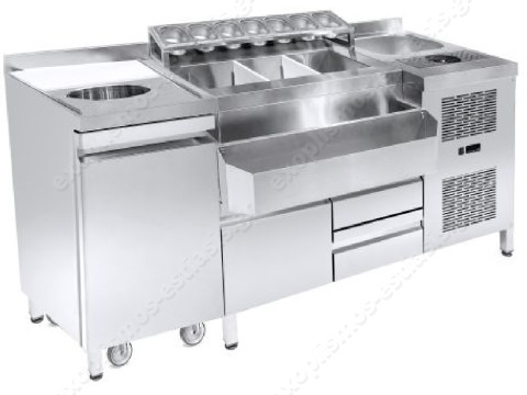 Bar Station με ψυγείο πάγκο 179εκ BS RE 179M NIKI INOX