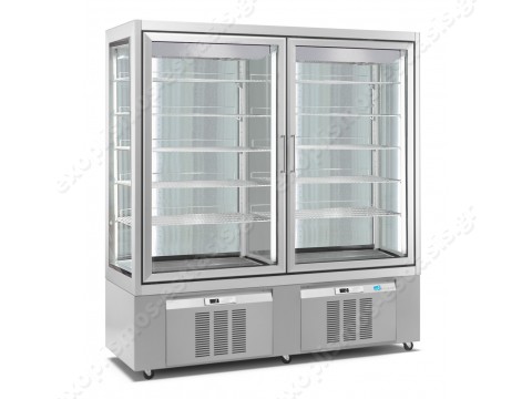 Ψυγείο βιτρίνα συντήρησης γλυκών 172εκ με 4 πλευρές από κρύσταλλο SOFT AIR -2 / +15 LONGONI