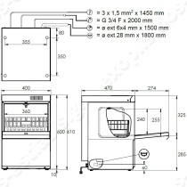 Πλυντήριο ποτηριών με καλάθι 35x35 JET 350 PROJECT με 2 χρόνια εγγύηση | Διαστάσεις