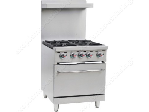 Επαγγελματική κουζίνα αερίου 4 εστιών με φούρνο