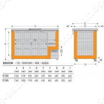 Καταψύκτης μπαούλο -60°C 156εκ VT390 COLDMASTER | Διαστασιολόγιο