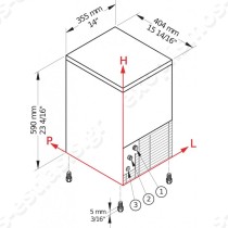 Παγομηχανή 21Kg Brema CB184 inox για συμπαγές παγάκι | Διαστάσεις