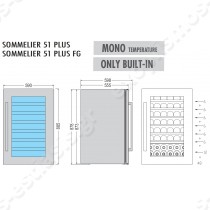 Ψυγείο βιτρίνα συντήρησης κρασιών εντοιχιζόμενο Sommelier 51 Plus TECFRIGO | Διαστάσεις