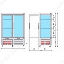 Συντήρηση - κατάψυξη PRISMA 800 TNV PF TBS TECFRIGO | Διαστασιολόγιο