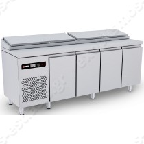 Ψυγείο πάγκος προετοιμασίας 224.2x70εκ για 12 GN 1/4 ΙΝΟΜΑΚ | Με το μηχάνημα αριστερά