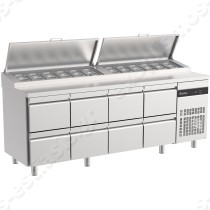 Ψυγείο πάγκος προετοιμασίας 224.2x70εκ για 12 GN 1/4 ΙΝΟΜΑΚ | Mε συρτάρια