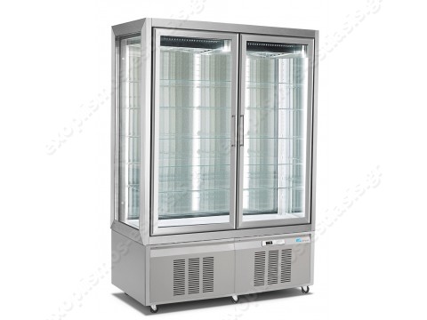Ψυγείο βιτρίνα συντήρησης γλυκών -2 / +15 με 2 πόρτες και 4 πλευρές από κρύσταλλο SOFT AIR LONGONI