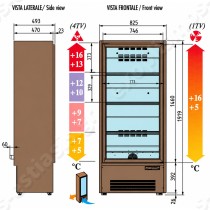 Συντηρητής κρασιών 4 θερμοκρασιών ENOPRESTIGE 401 4TV-1TV TECFRIGO | Διαστάσεις