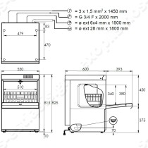 Πλυντήριο πιάτων & ποτηριών με καλάθι 50x50 JET 500 PROJECT με 2 χρόνια εγγύηση | Διαστάσεις