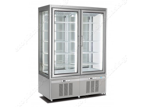Ψυγείο βιτρίνα συντήρησης γλυκών -2 / +15 με 2 μηχανήματα και 4 πλευρές από κρύσταλλο SOFT AIR LONGONI