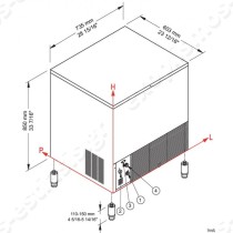 Παγομηχανή 64Kg CB640 Brema για συμπαγές παγάκι | Διαστάσεις
