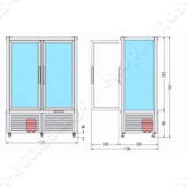 Βιτρίνα συντήρηση PRISMA 800 TNV PG PF TECFRIGO | Διαστασιολόγιο