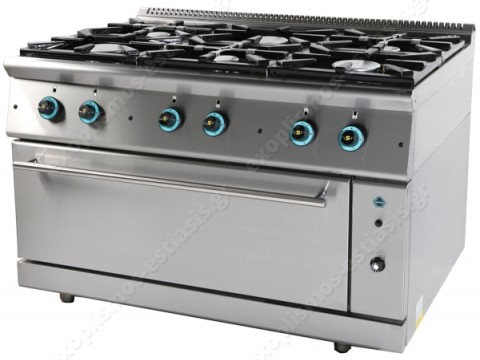 Επαγγελματική κουζίνα αερίου 6 εστιών με ενιαίο φούρνο FC6FLS9 SERGAS