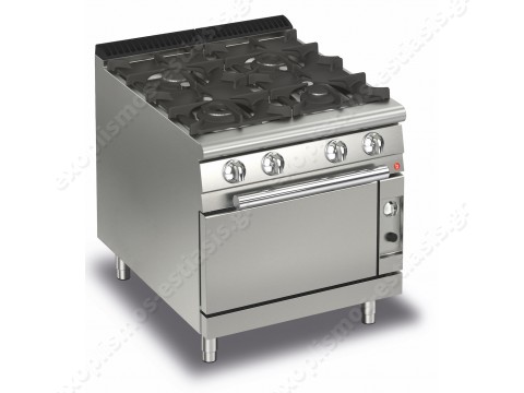 Επαγγελματική κουζίνα αερίου με 4 εστίες και φούρνο αερίου Baron Q70PCF/G8008