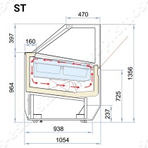 Ψυγείο βιτρίνα παγωτού 24 θέσεων ISA MILLENNIUM 220 | Διαστάσεις μοντέλο ST