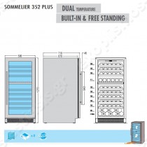 Ψυγείο βιτρίνα κρασιών διπλής θερμοκρασίας Sommelier 352 Plus TECFRIGO | Διαστασιολόγιο