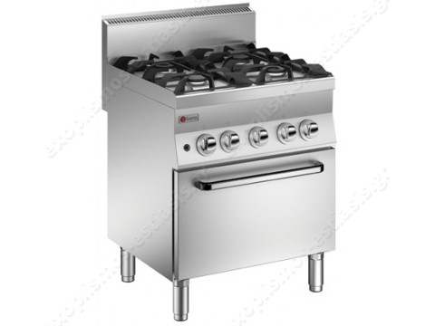 Επαγγελματική κουζίνα αερίου με 4 εστίες και φούρνο Baron 6PCN/GF722