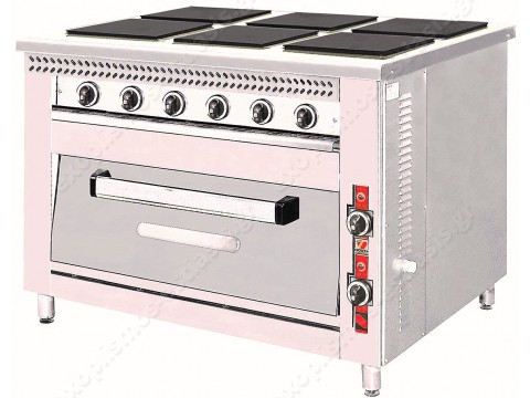Επαγγελματική κουζίνα ηλεκτρική με 6 εστίες εμαγιέ NORTH F80E6