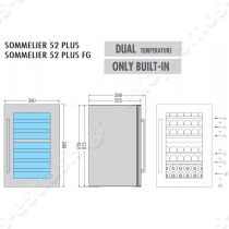 Ψυγείο βιτρίνα κρασιών εντοιχιζόμενο διπλής θερμοκρασίας Sommelier 52 TECFRIGO | Διαστασιολόγιο